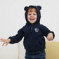 Newborn Infant Baby Boys Girls Cartoon Fleece Hooded Jacket Coat With Ears Warm Outwear Coat Zipper Up (9-12M, Navy Blue)
