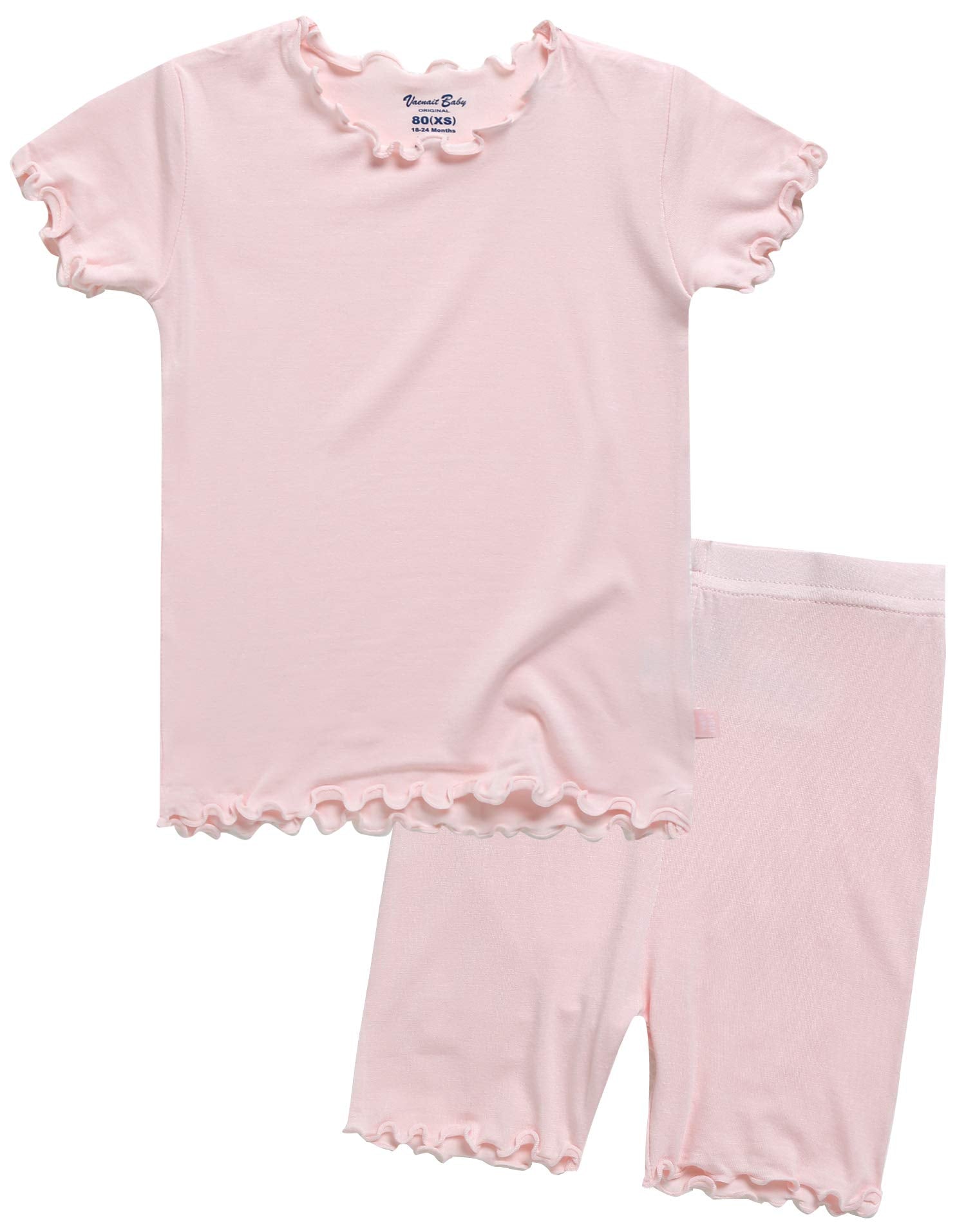 Vaenait Baby Infant Kids Toddler Short Sleeve Sleepwear Pajamas 2Pcs Set Shirring Pink M
