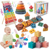 Montessori Baby Toys for 1+ Year Old - Sorting Stacking Learning Toys 6 to 12 Months, Wooden Building Blocks, Xylophone Musical,