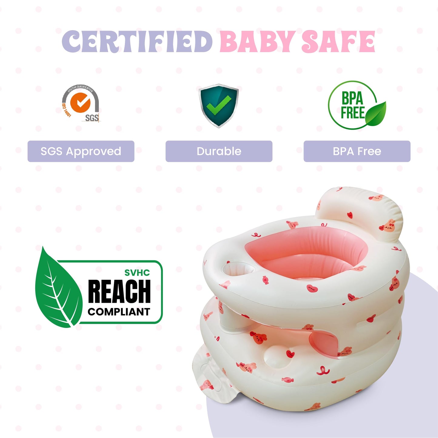Inflatable Baby Seat For Babies 4-36 Months, Blow Up Floor Chair With Built-In Air Pump For Sitting Support, Perfect For Winter
