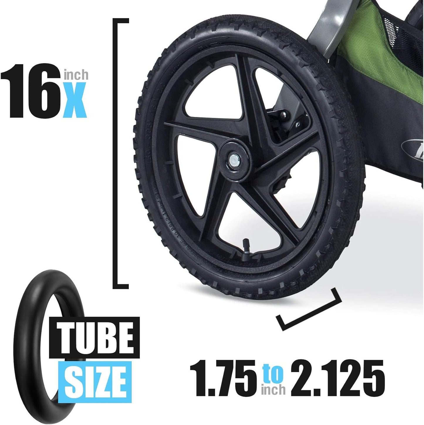 Zozozo Bob Stroller Front & Rear Tire Tube Replacement [12.5' & 16'] 2-Pack - Inner Tubes For Wayfinder, Alterrain, Revolution