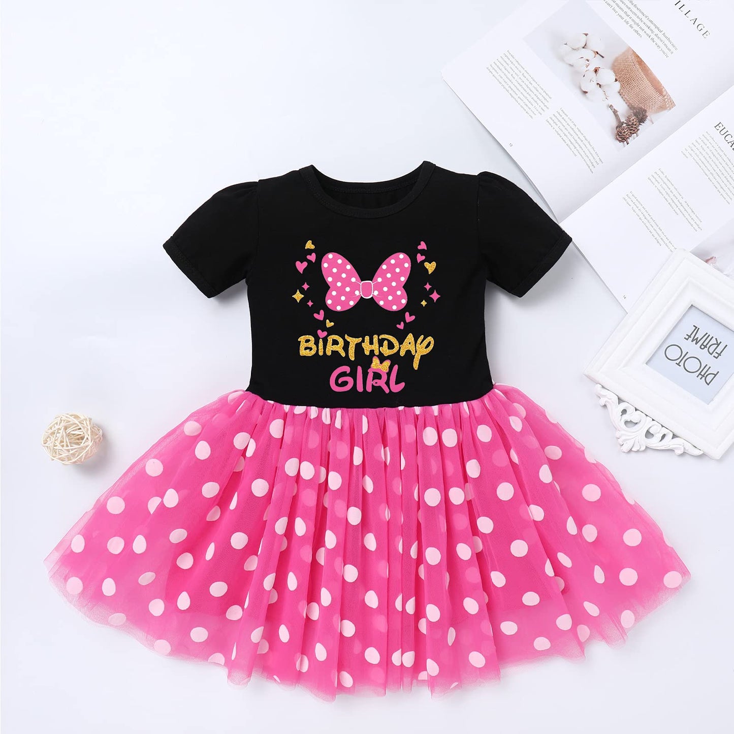 Mouse 4Th Birthday Outfit Baby Girls Dress Polka Dots Mini Tutu Headband Four Years Old Cake Smash Photo Shoot Kids Fourth Mouse