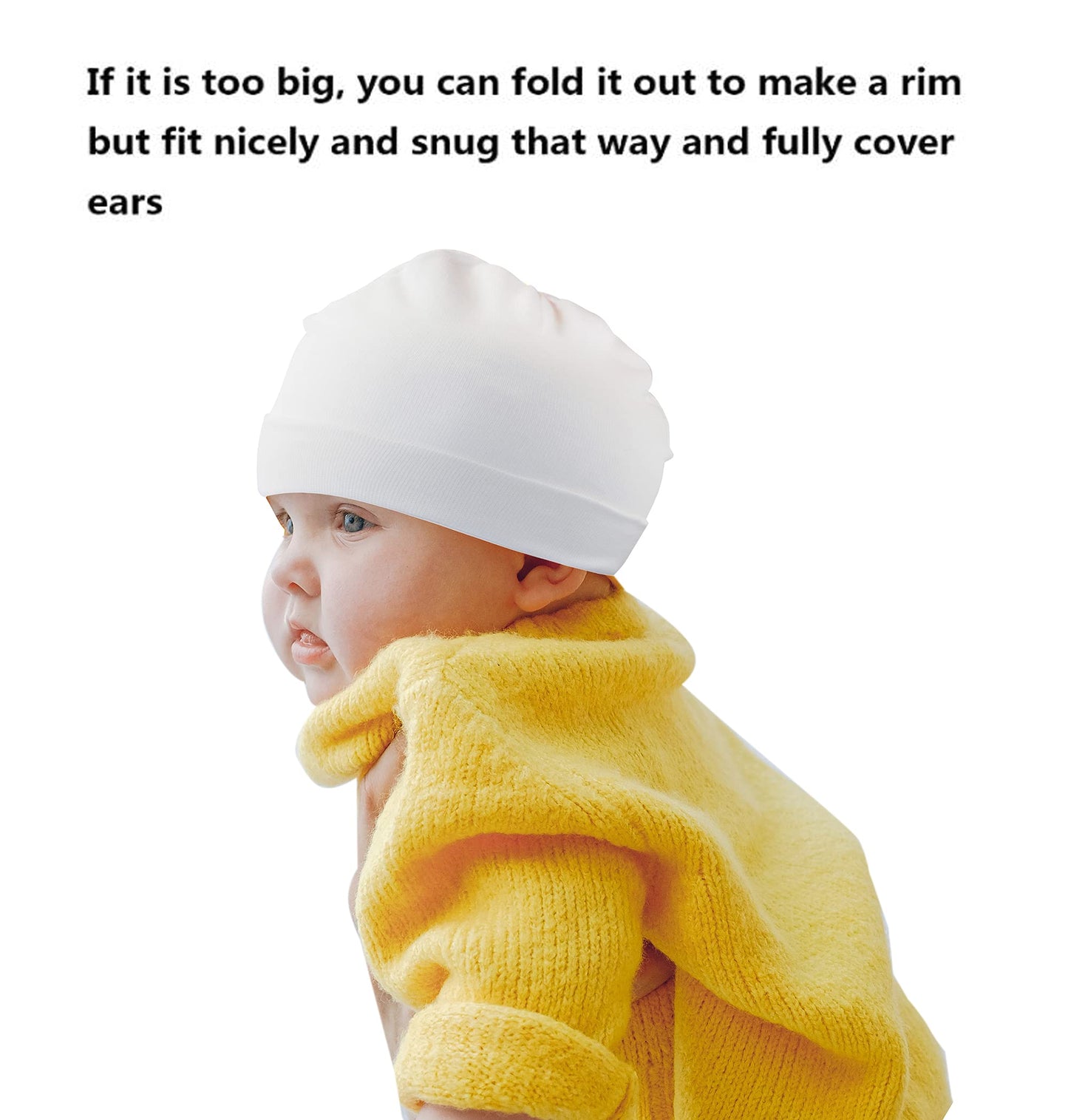 Bestjybt Baby Beanie Hats Infant Toddler Beanies Baby Girls Boys Soft Knit Kids Beanies Hat Cap (White, S(6-12 Months))