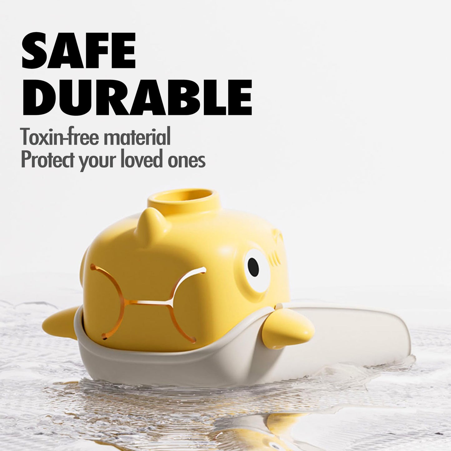Faucet Extender For Toddlers, 2 Pack Universal Sink Extension With Water Wheel To Kids Fun Hand Washing (Yellow Shark)