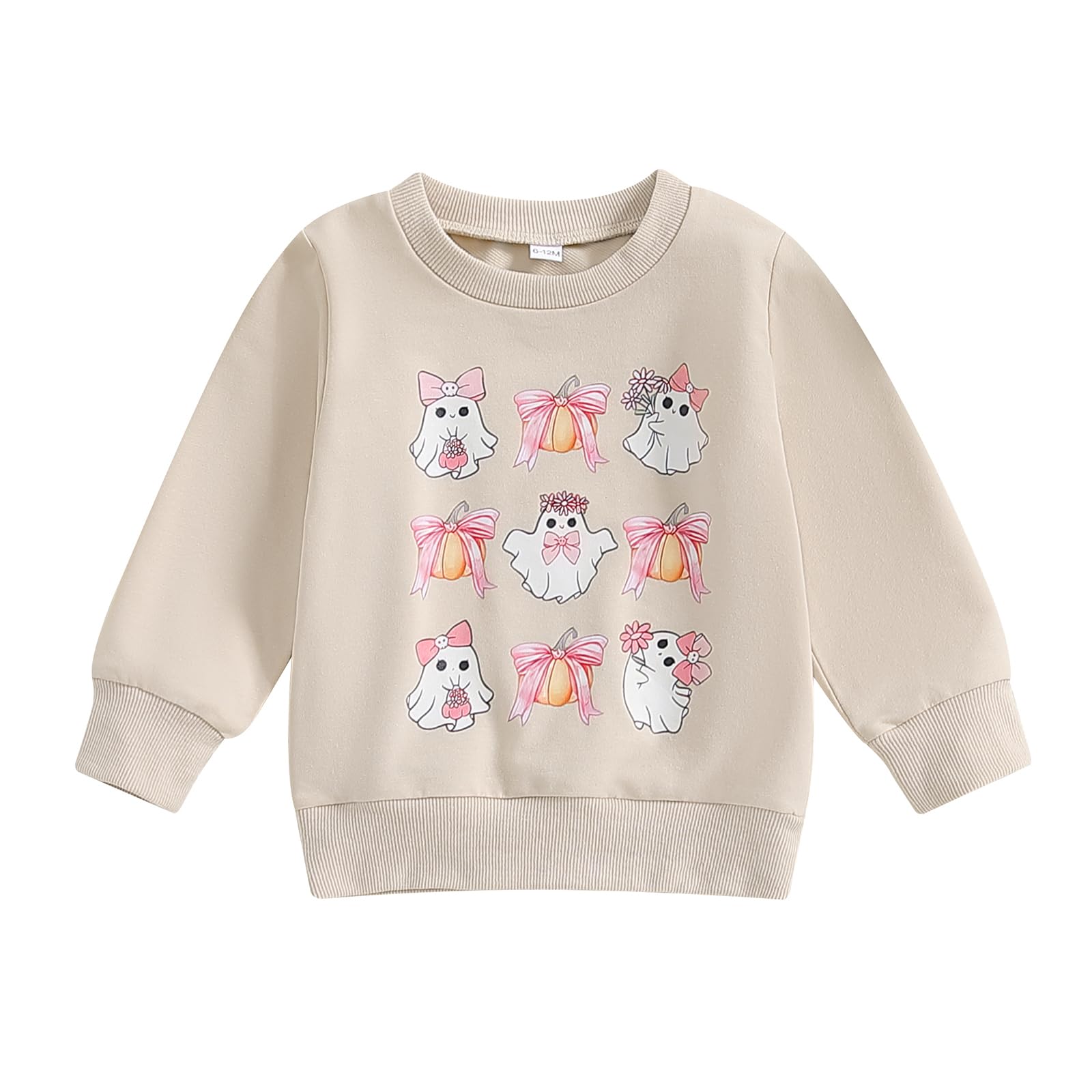 Toddler Baby Halloween Outfit Boy Girl Pumpkin Sweatshirt Crewneck Pullover Sweater Long Sleeve Shirt Fall Clothes (Bowknot Pump