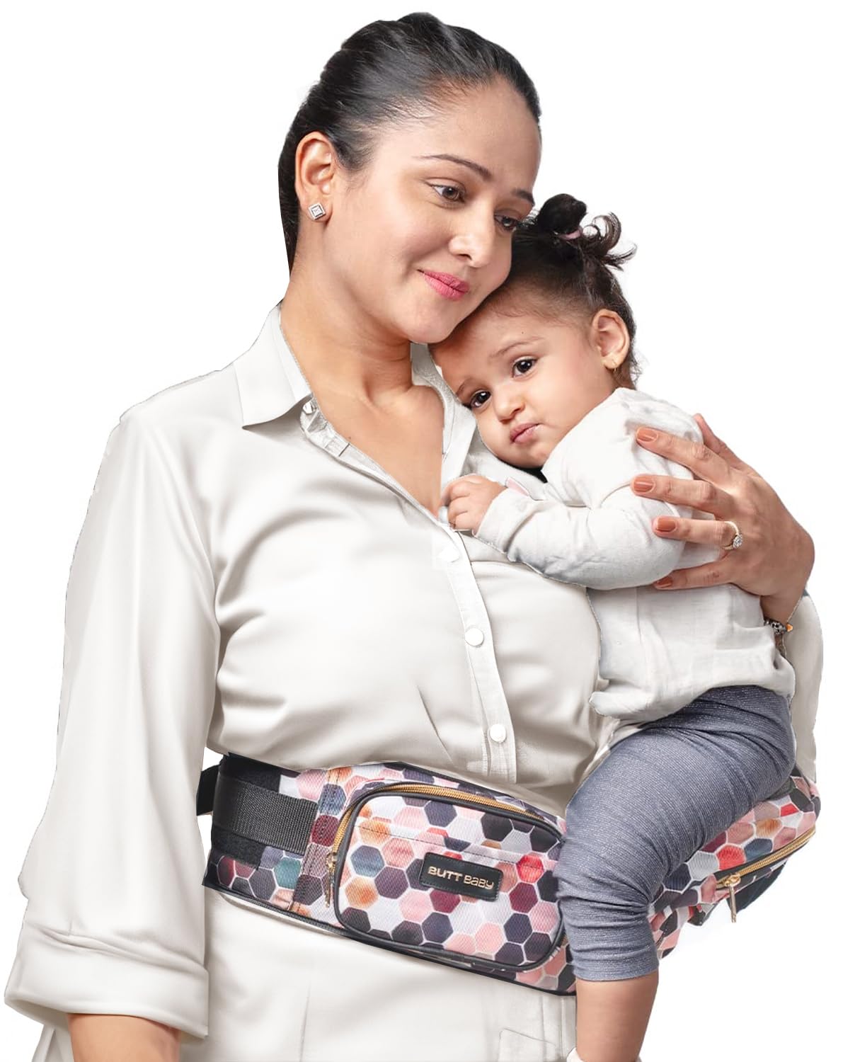Butt Baby Carrier Honeycomb With Hip Seat, InBuilt Mini Diaper Bag With 5 Storage Pockets, Waist Belt Carrier For Toddler 3 To 