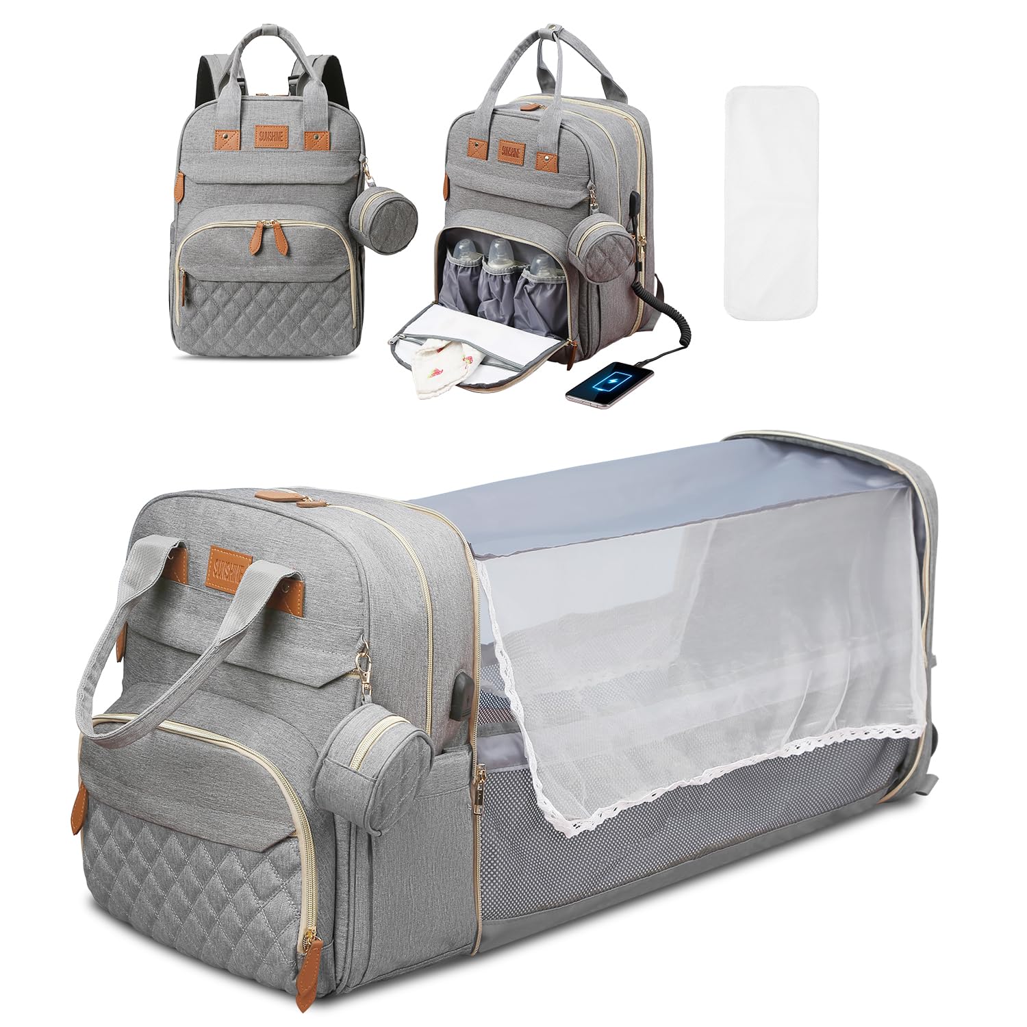 JSTPRO Diaper Bag Backpack, Large Diaper Bag with Changing Station, Baby Bag, New Mom Gifts, Lightweight Waterproof Unisex Diape