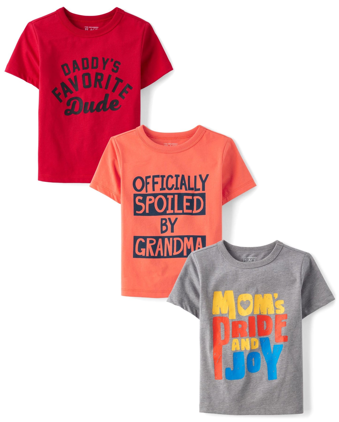 The Children'S Place,Baby Boys,And Toddler Family,Mom,Dad,Sibiling Short Sleeve Graphic T-Shirts,Multipacks,Spoiled/Fav Dude/Mom