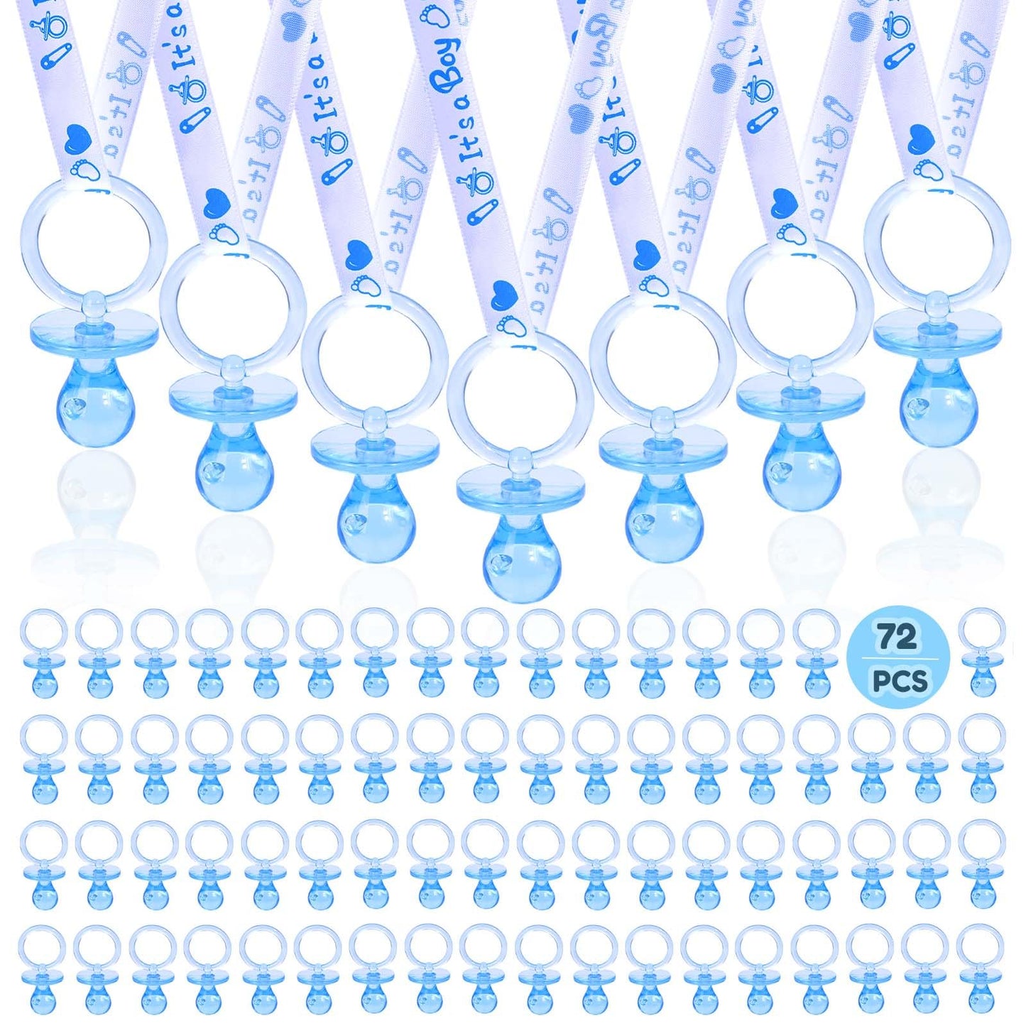 72 Baby Shower Pacifiers Necklace, Acrylic Pacifier Necklace, Cute Pacifier Necklace For Baby Shower Boys Girls Party Favors Cha