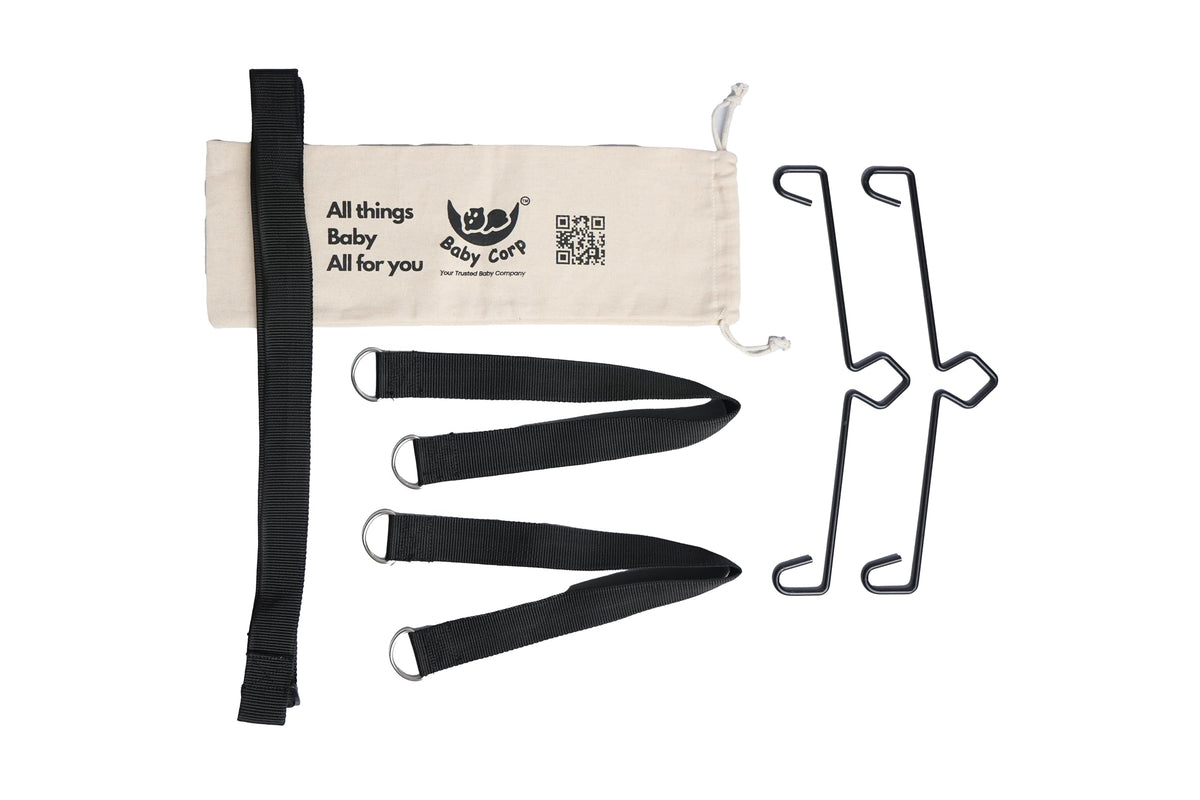 Baby Corp Car Cradle Kit For 0 To 3 Year Baby | Adjustable Travel Strap Set With 2.1M Overhead Belt, 38Mm Wide 2.5Mm Thick Nylon