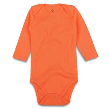 Romperinbox Unisex Solid Baby Bodysuit 0-24 Months (3-6 Months, Orange Long Sleeve)