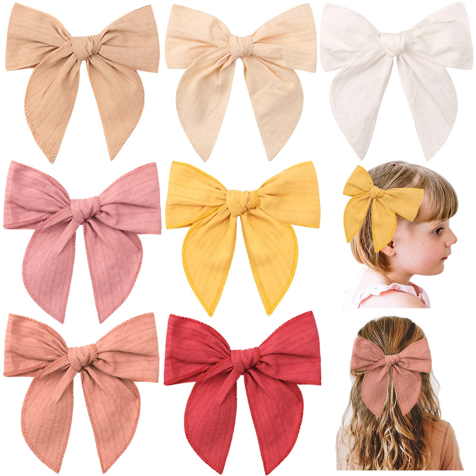 7 Pcs Tulle Hair Bows For Girls, Large Daisy Hair Barrettes, Handmade Cute Wedding Hair Accessories For Baby Girls Infants Toddl