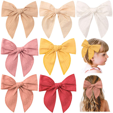 7 Pcs Tulle Hair Bows For Girls, Large Daisy Hair Barrettes, Handmade Cute Wedding Hair Accessories For Baby Girls Infants Toddl