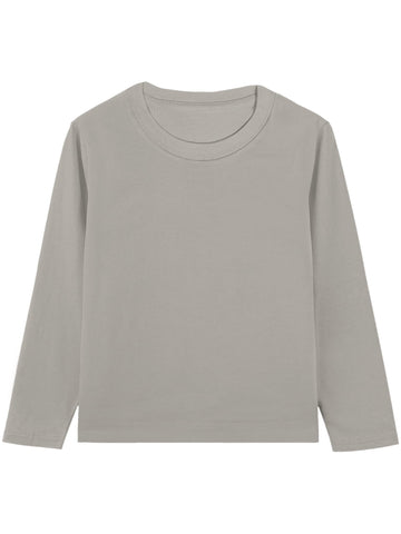 Toddler Boys Long Sleeve T-Shirts Cotton Crewneck Tees Soft Basic Solid Color Layering Warm T-Shirt Top, Tagless Neckline Gray