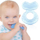 Nuby Silicone Teethe-EEZ Teether with Bristles, Includes Hygienic Case, Blue