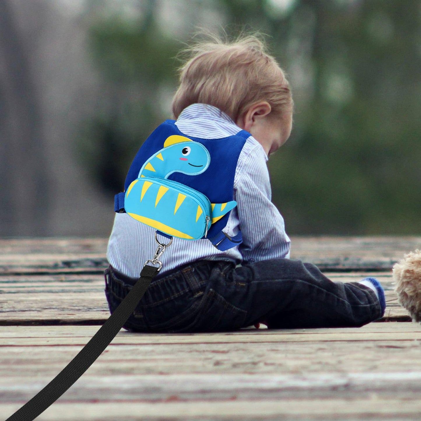 Accmor Toddler Harness With Leash, Cute Dinosaur Kids Harness + Anti Lost Wrist Link, Mini Child Harness Leash Wristband Strap B