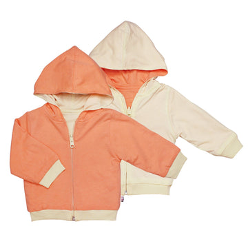 Babysoy Baby & Tot Unisex Reversible Zipper Hoodie Jacket - Canteloupe- 6-12 Months