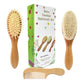 Molylove 3 Piece Baby Hair Brush And Comb Set For Newborn & Toddlers- Natural Wooden Hairbrush With Soft Goat Bristles For Cradl