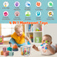 Wuzhineisn Montessori Baby Toys for Ages 6-18 Months - Pull String Teether, Stacking Blocks, Sensory Shapes Storage Bin, Infant
