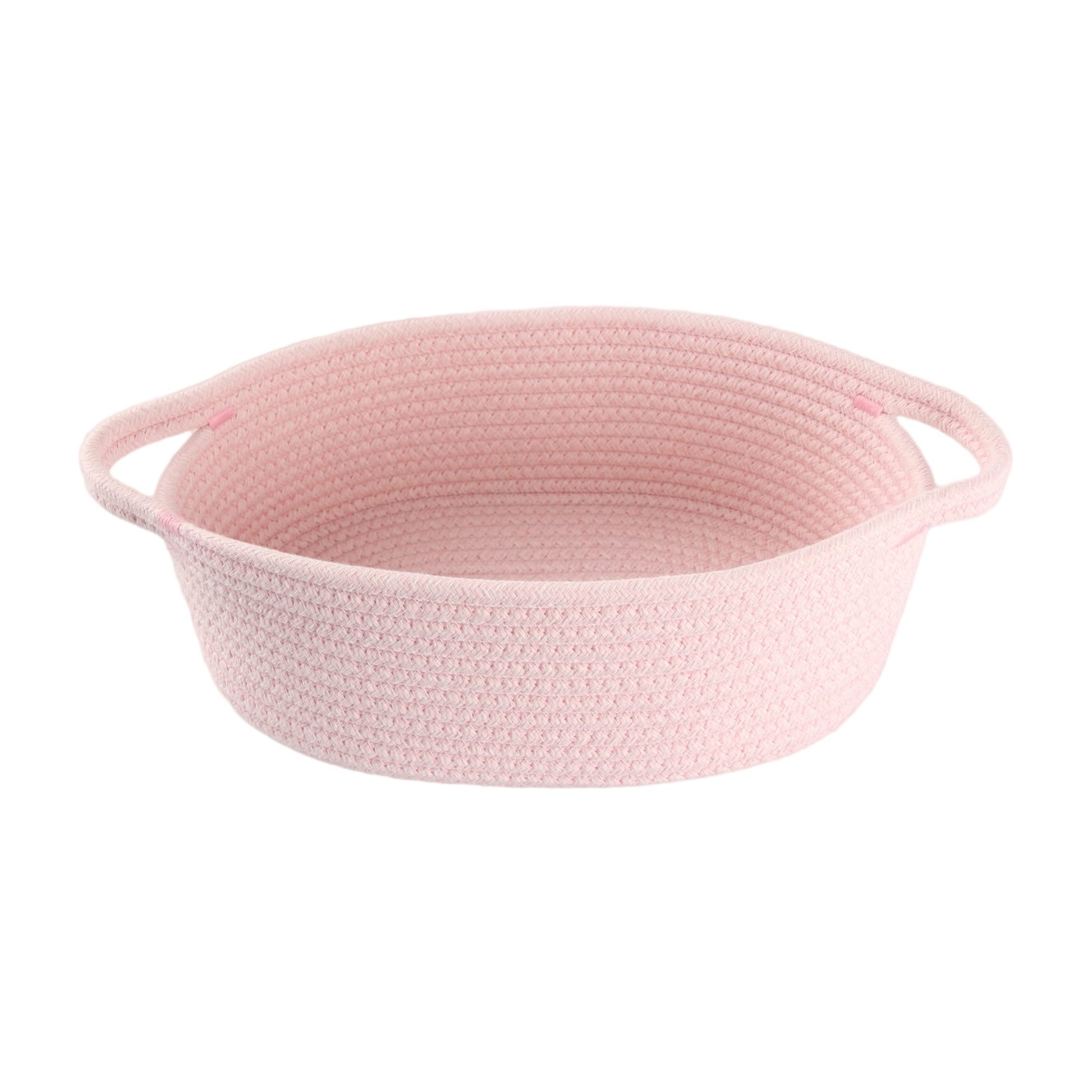 Xuanguo Small Woven Basket Cute Oval Cotton Rope Gifts Basket With Handle Empty Baby Wicker Storage Basket Nursery Box Bin Kids