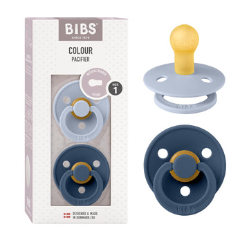 Bibs Pacifiers 0-6 Months | 2-Pack Soothers | Bpa-Free Round Nipple | Made In Denmark | Dusty Blue/Steel Blue Colour Pacifier