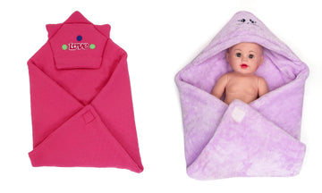 CTMKIDS Baby Wrap with Cap for Kids 74x74 cm  Magenta & Single Baby Wrap with Cap for Kids 74x74 cm  Lavender