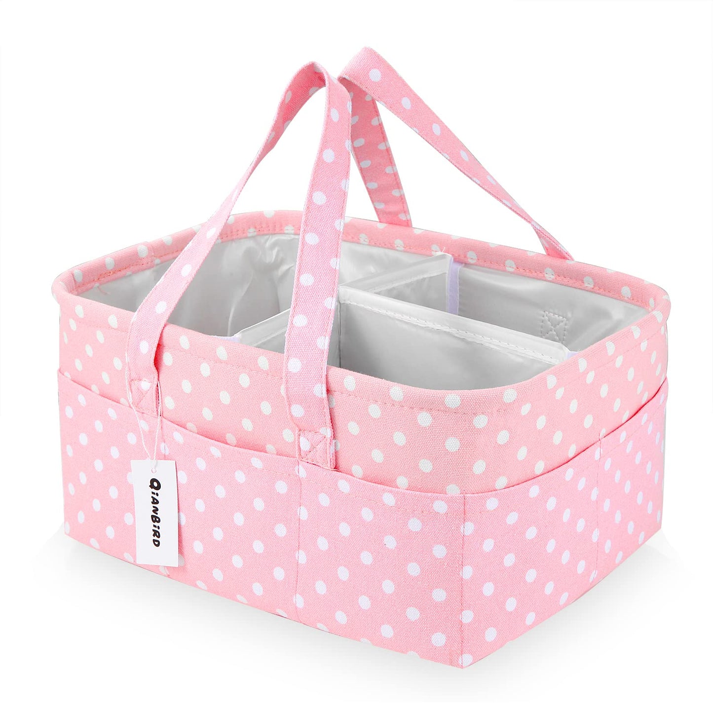 Pink Diaper Caddy Organizer For Baby Girl-Large Portable Diaper Caddy Basket For Changing Table-Diaper Organizer Caddy-Car Trave