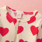 Gliglittr Newborn Infant Baby Girls Valentine'S Day Romper Long Sleeve Bodysuit Cute Heart Print Ribbed Onesie Jumpsuit(Beige,6-