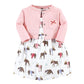Hudson Baby Baby Girls Hudson Cotton And Cardigan Set, Pink Moose Bear, 0-3 Months Casual Dress, Pink Moose Bear, 3 Months Us