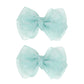 3.5-Inch Organza Hair Bows For Girls - Elegant Sheer Ribbon Alligator Clips For Toddlers, Kids, And Teens - Pack Of 2, Green