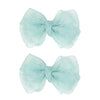 3.5-Inch Organza Hair Bows For Girls - Elegant Sheer Ribbon Alligator Clips For Toddlers, Kids, And Teens - Pack Of 2, Green
