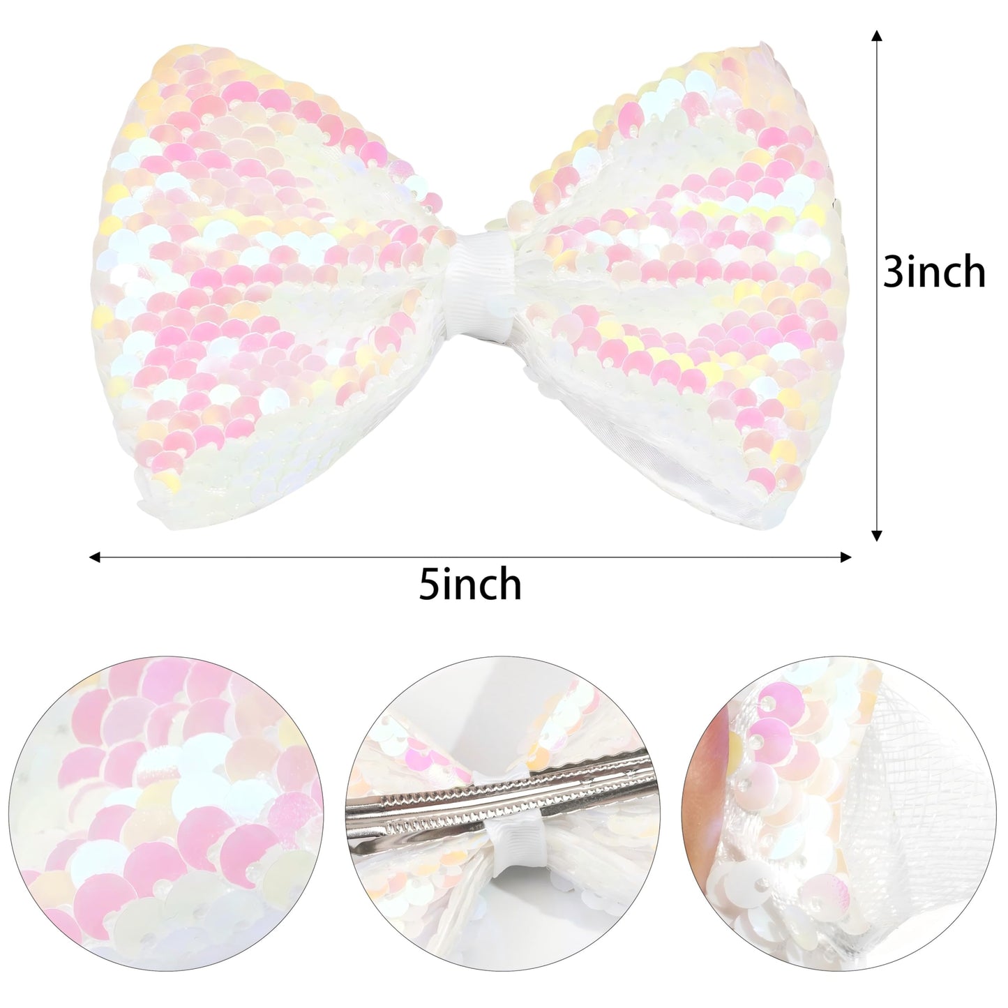 C  Llot Party Festival Baby Girls Sparkling Bows Clips Glitter Sequins 5' Hair Bows Alligator Hair Clips For Girls Baby Childre