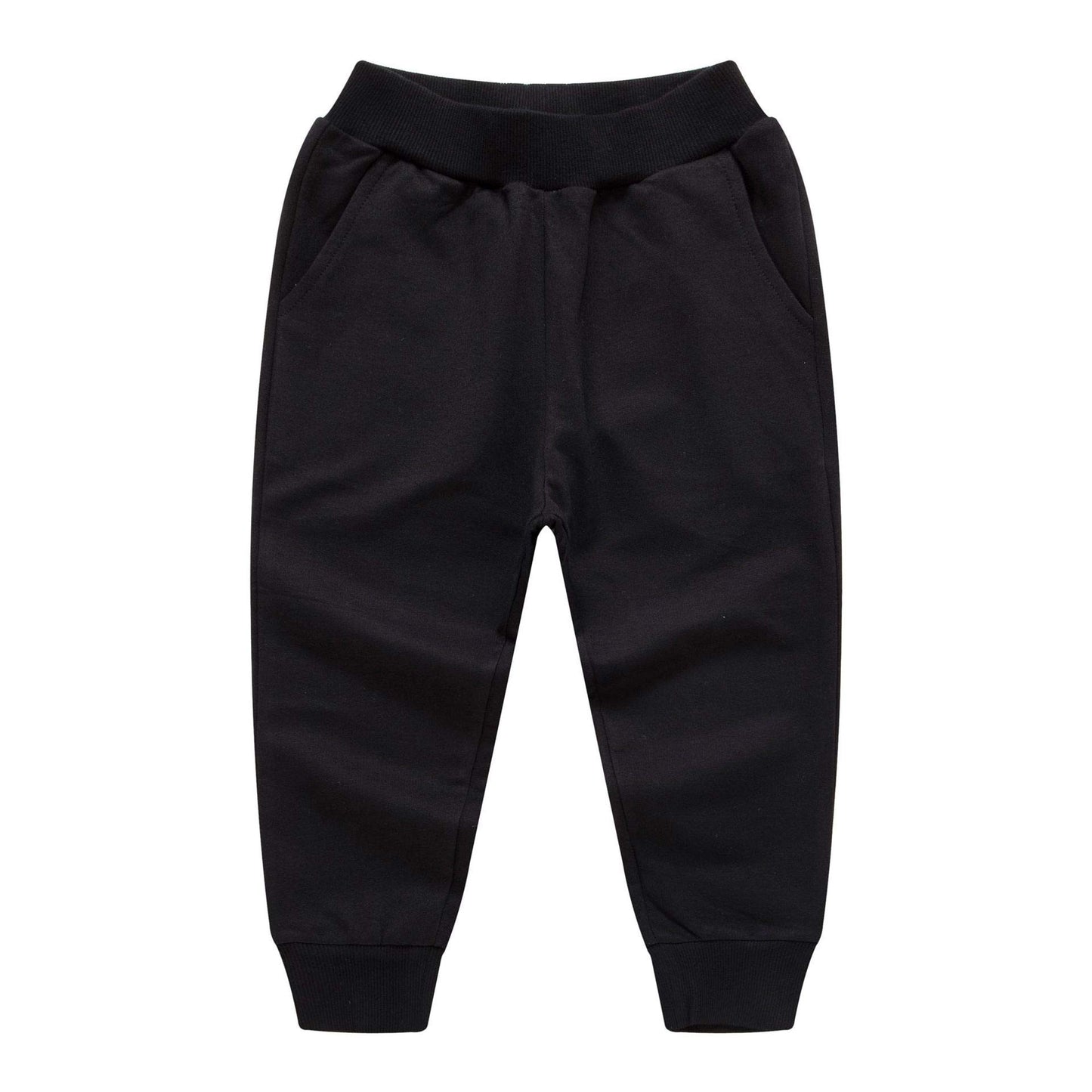 Haxico Unisex Kids Solid Cotton Drawstring Waist Winter Pants Toddler Baby Bottoms Active Sweatpants Black, 5T