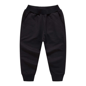 Haxico Unisex Kids Solid Cotton Drawstring Waist Winter Pants Toddler Baby Bottoms Active Sweatpants Black, 100(3T)