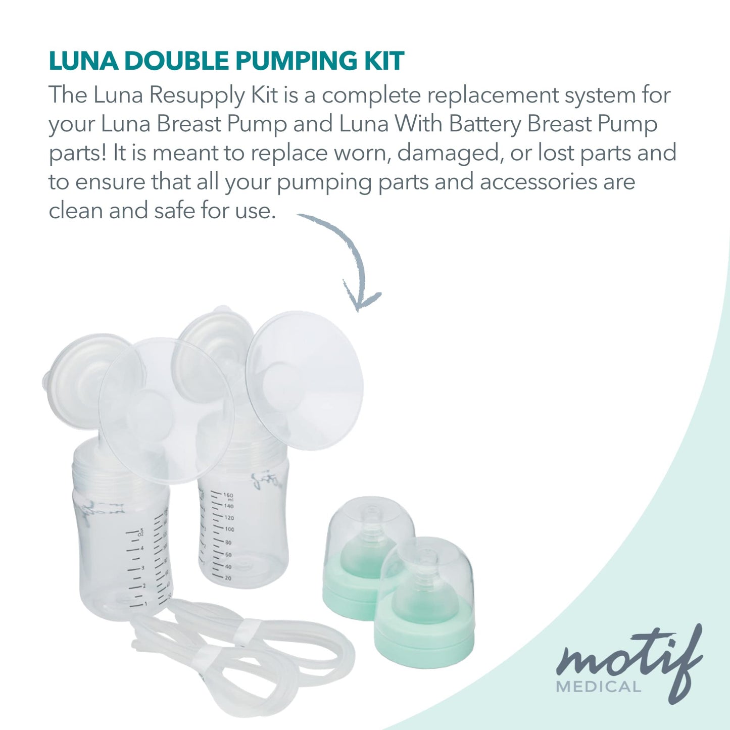 Motif Medical, Luna Double Pumping Kit, Replacement Parts For Breast Pump 21Mm