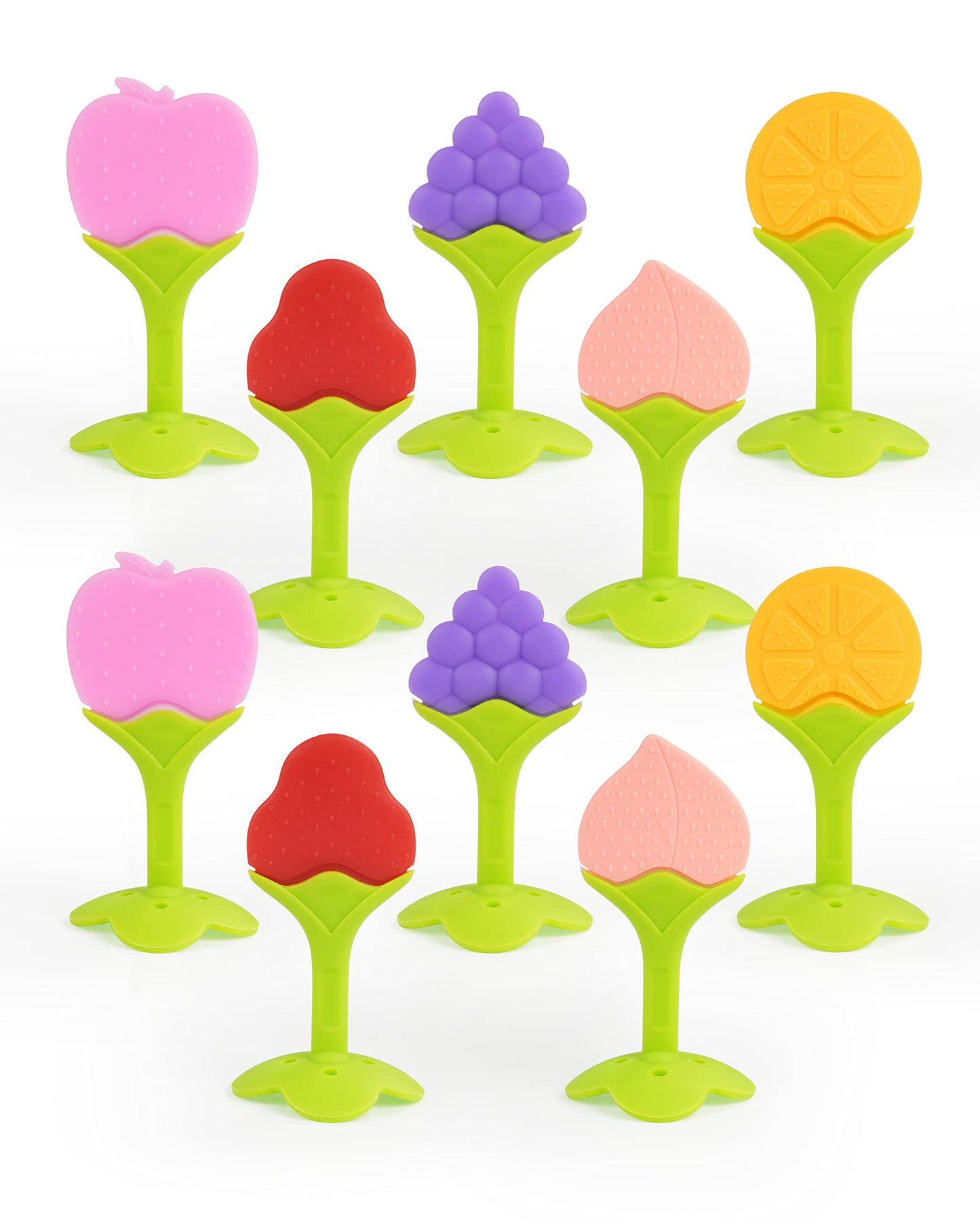 Teething Toys for Babies, 10 Pack Silicone Baby Teethers, Frozen Baby Teething Toys, Fruit Shape, BPA-Free, Natural Organic Soft