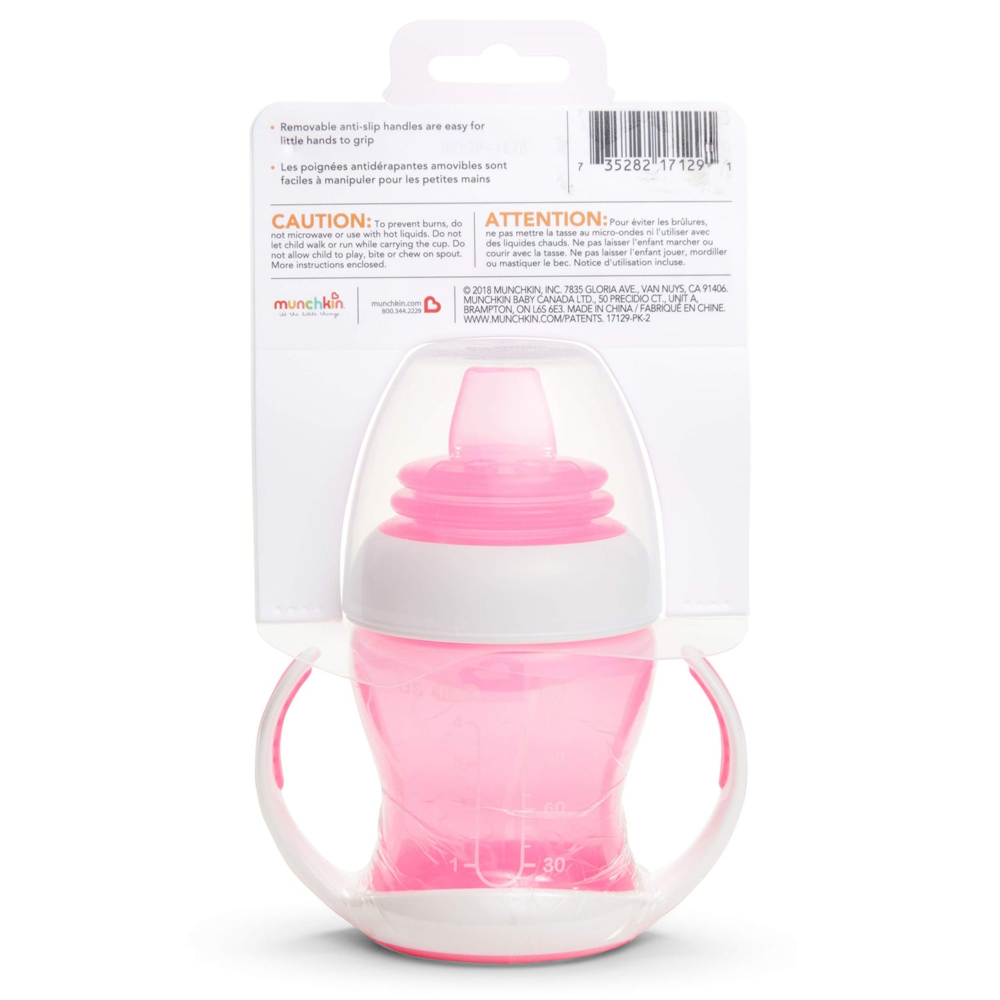 Munchkin Gentle Transition Sippy Trainer Cup, 4 Ounce, Pink