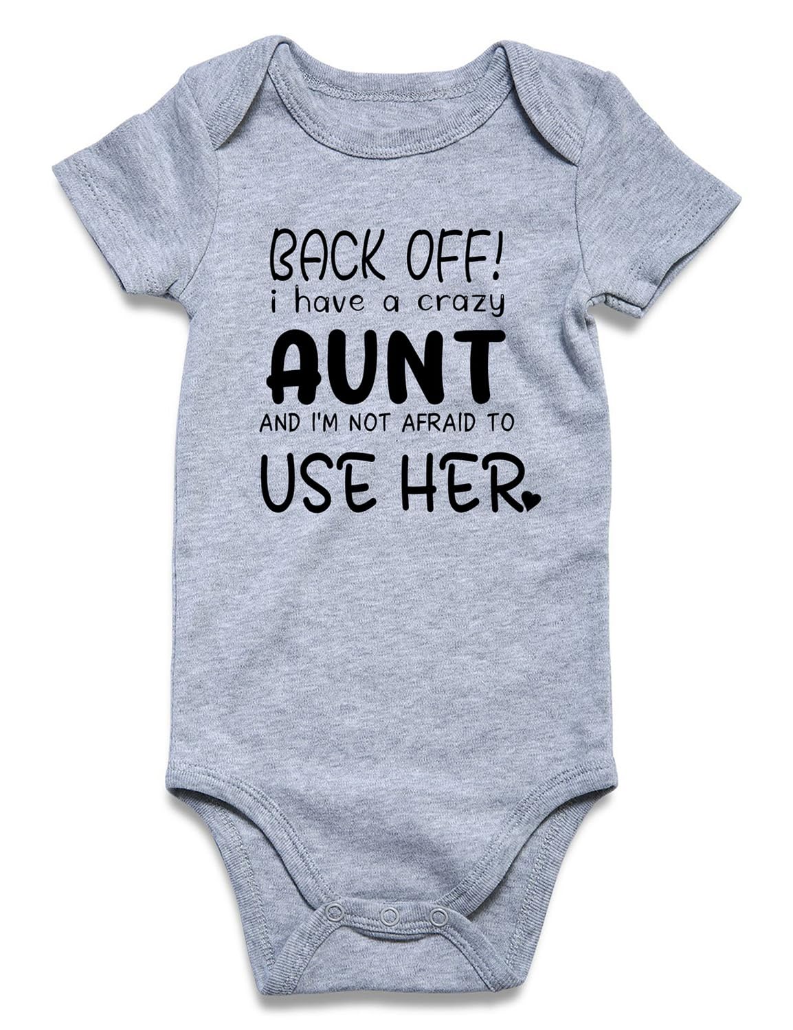 Baby Bodysuit 3-6 Months Clothes Back Off I Have A Crazy Aunt And I'M Not Afraid To Use Her Outfits Newborn Funny Infant Boys Ro