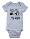 Newborn Back Off I Have A Crazy Aunt And I'M Not Afraid To Use Her Clothes Short Sleeves Picked Bodysuit 0-3 Months Baby Boys Ou