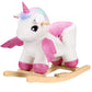 Rengue Unicorn Baby Rocking Horse, Toddler Kids Pink Fairy Unicorn Rocking Horse with Wooden Base Seat Safety Belt for 6 Months 