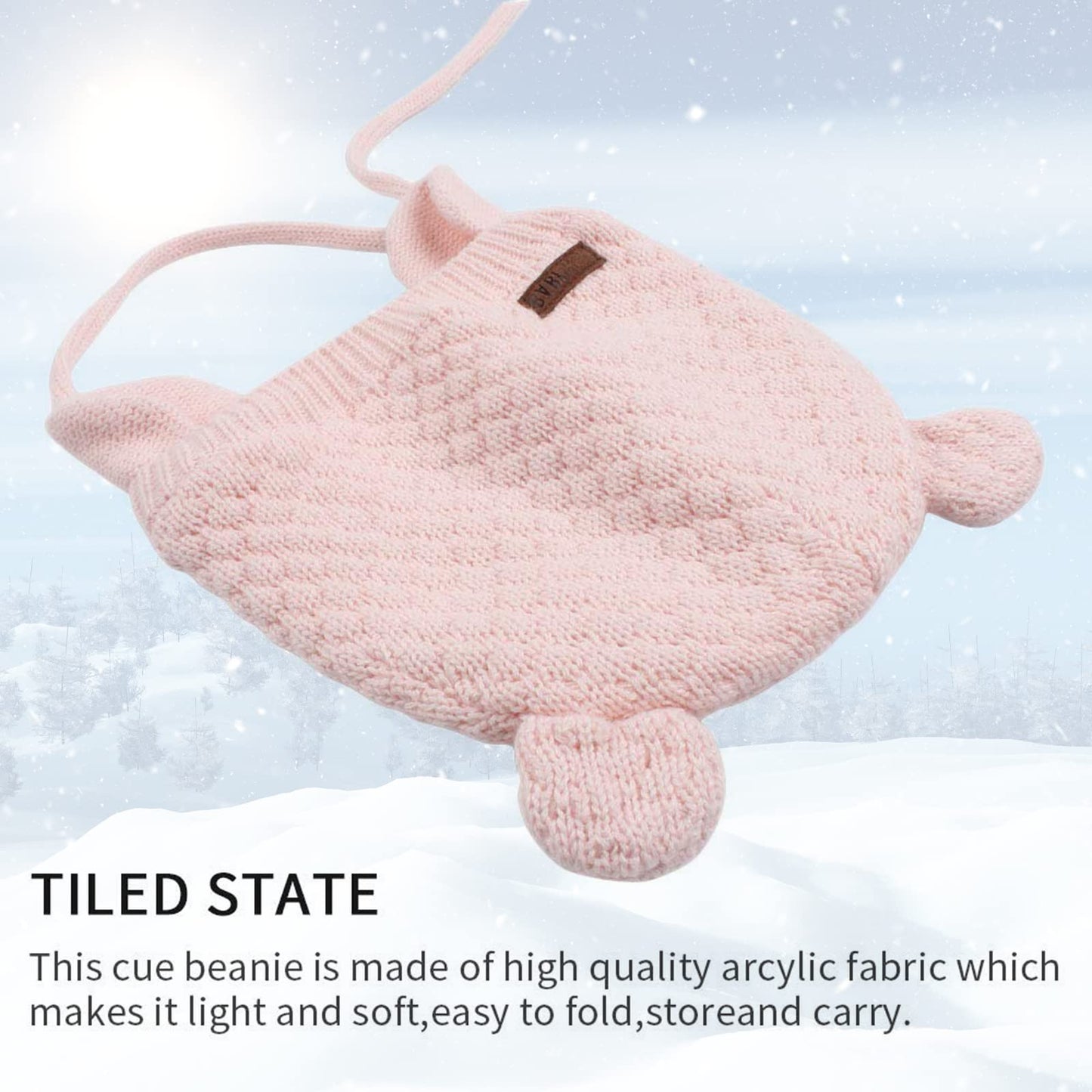 Bamery Baby Crochet Hat Infant Cute Bear Ear Beanie Toddler Boys Girls Earflap Hats For Fall Winter Warm Cap (Bear Pink, 0-6M)