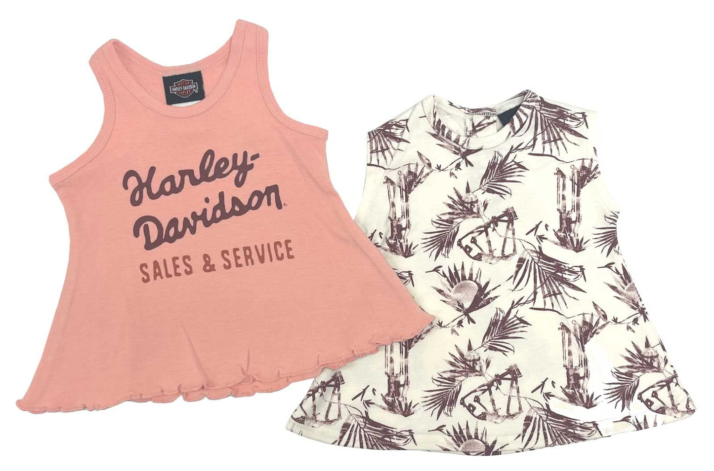 Harley-Davidson Baby Girls 2-Pack Infant Summer Dresses - Pink & Beige (18/24M)