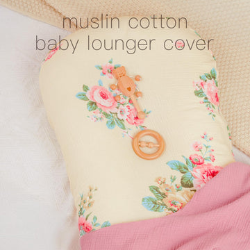 Baby Lounger Cover, Muslin Baby Nest Cover 2 Pack, 100% Cotton Newborn Lounger Cover, Infant Lounger Cover, Breathable Adjustabl