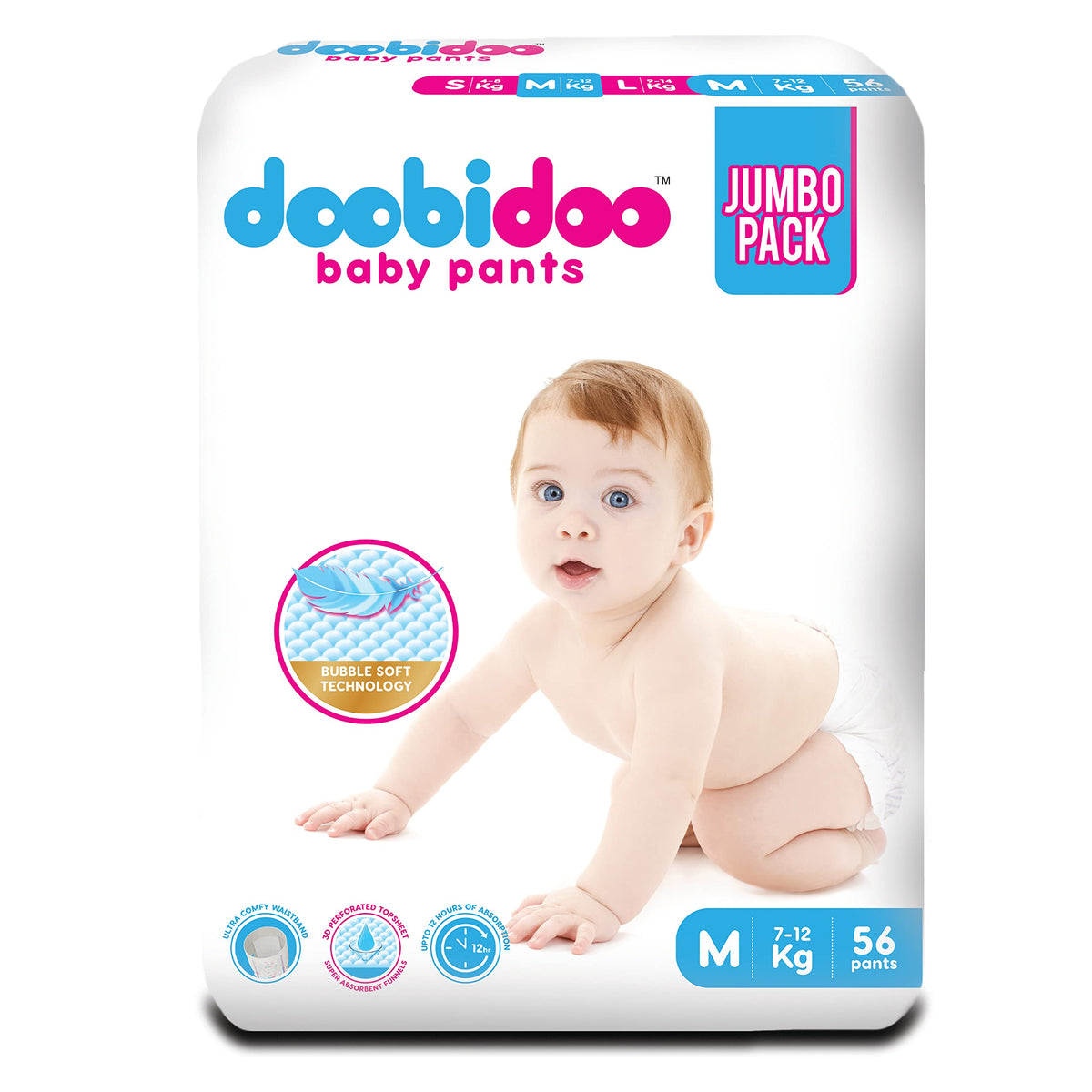 Doobidoo Baby Pants Diapers  M Size | All Round Softness With Bubble Soft Topsheet & AntiLeak Side Cuffs | High Absorbency For