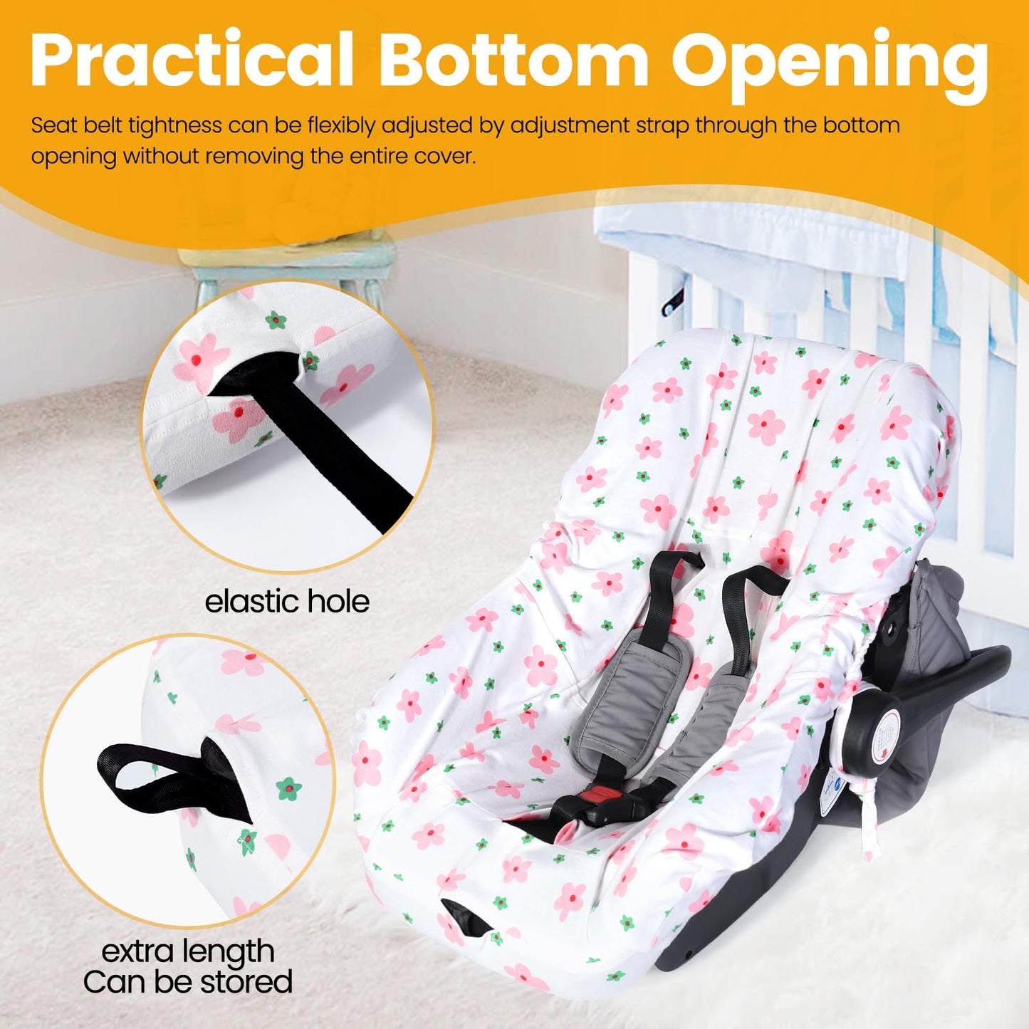 Orzbow Infant Car Seat Cover Liner, Universal Fit Carseat Protective Cover, Made Of 100% Cotton - Breathable Prevent Wear & Dirt