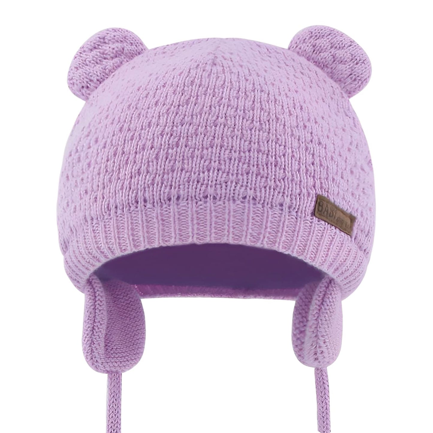 Duoyeree Kids Baby Hat Soft Warm Cable Knit Beanie Toddler Girl Fall Winter Hats(Purple,6-12 Months)