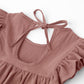 Lyxiof Toddler Baby Girl Cotton Linen Dress Ruffle Sleeve Halter Sleeveless Kids Casual Dresses Dark Pink 80Cm
