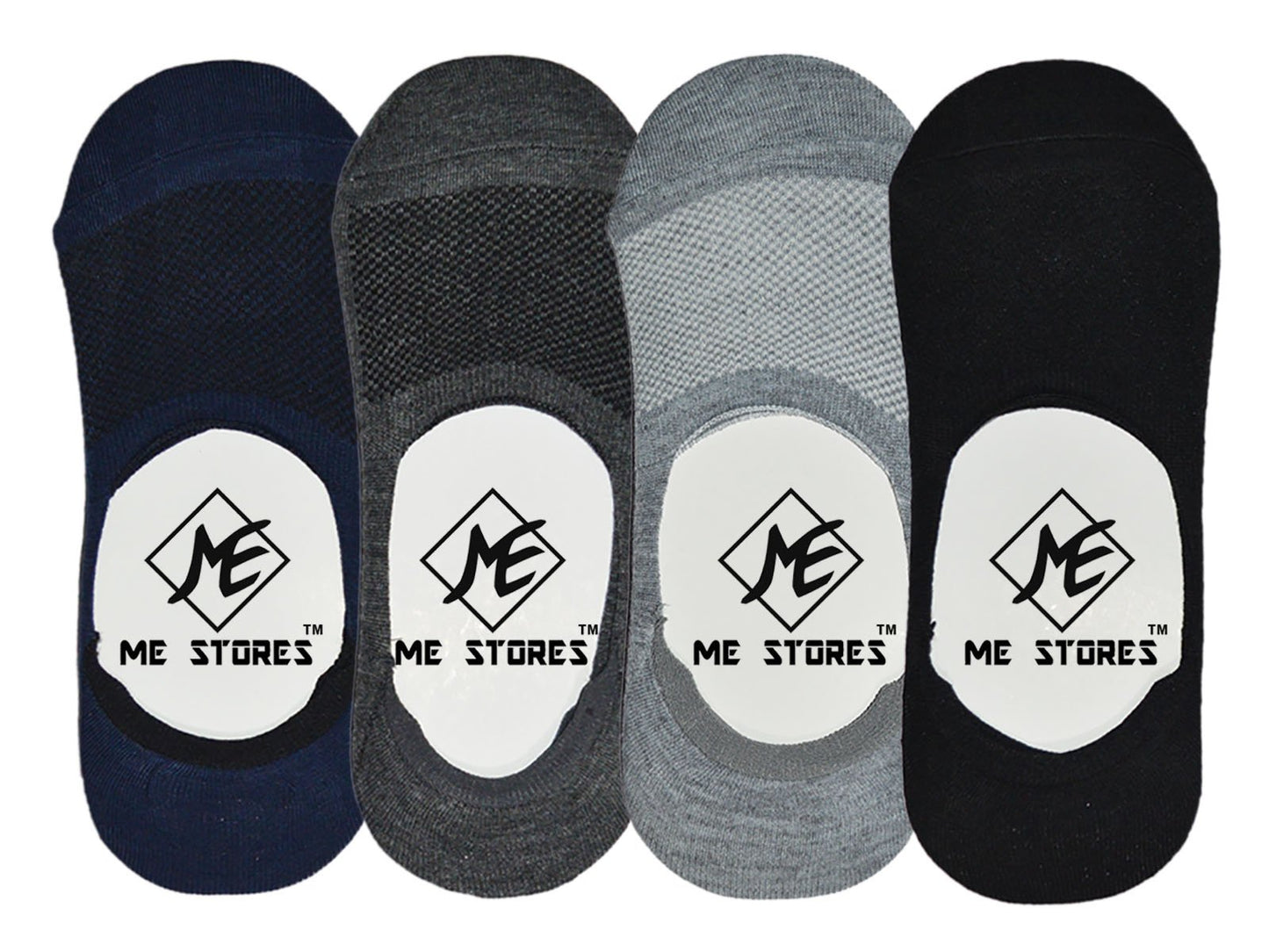 Me Stores MenS Loafer Socks No Show Socks With Silicon Support (Pack Of 4) (MultiColoured)
