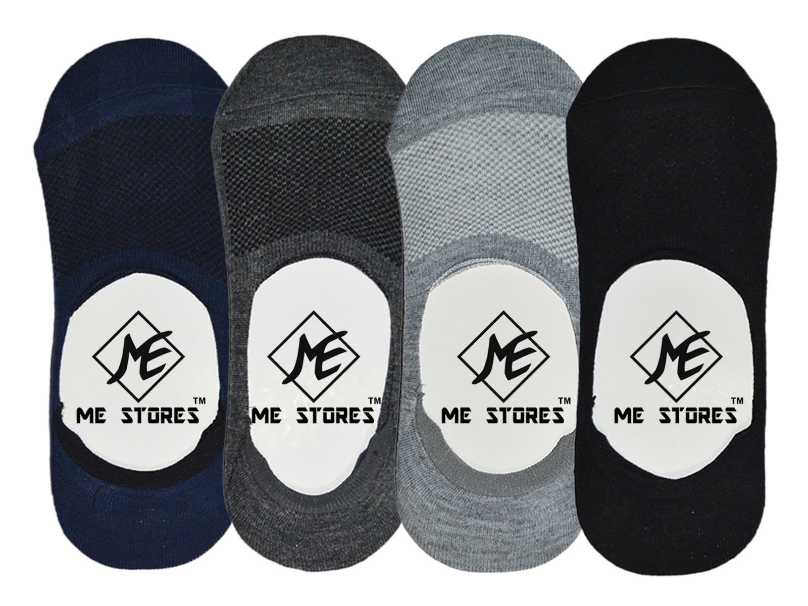 Me Stores MenS Loafer Socks No Show Socks With Silicon Support (Pack Of 4) (MultiColoured)