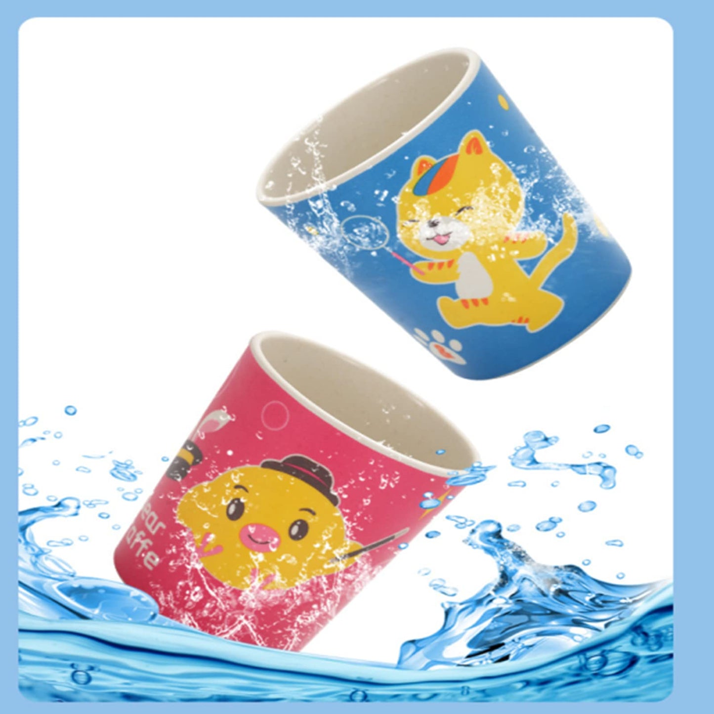 Lyellfe 8 Pack Bamboo Kids Cup, Super Cute Cartoon Drinking Cups For Kids, 6 Oz Bpa Free Stackable Fun Kids Cups For Home, Party